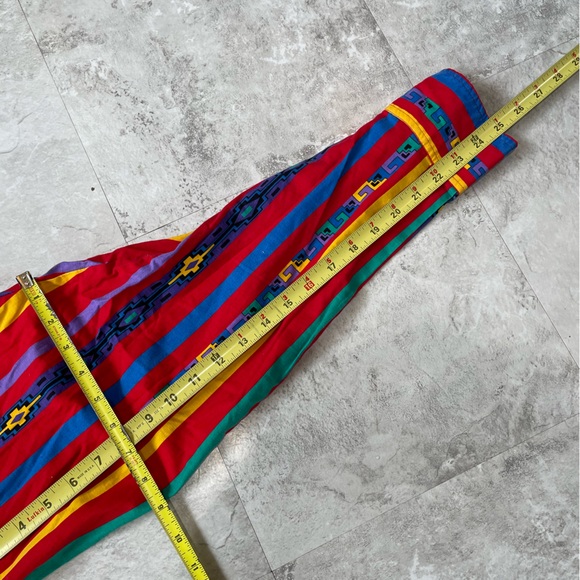 VINTAGE 90s WRANGLER SHIRT MENS 18-36 BUTTON UP AZTEC RED YELLOW BLUE WESTERN - Picture 9 of 15